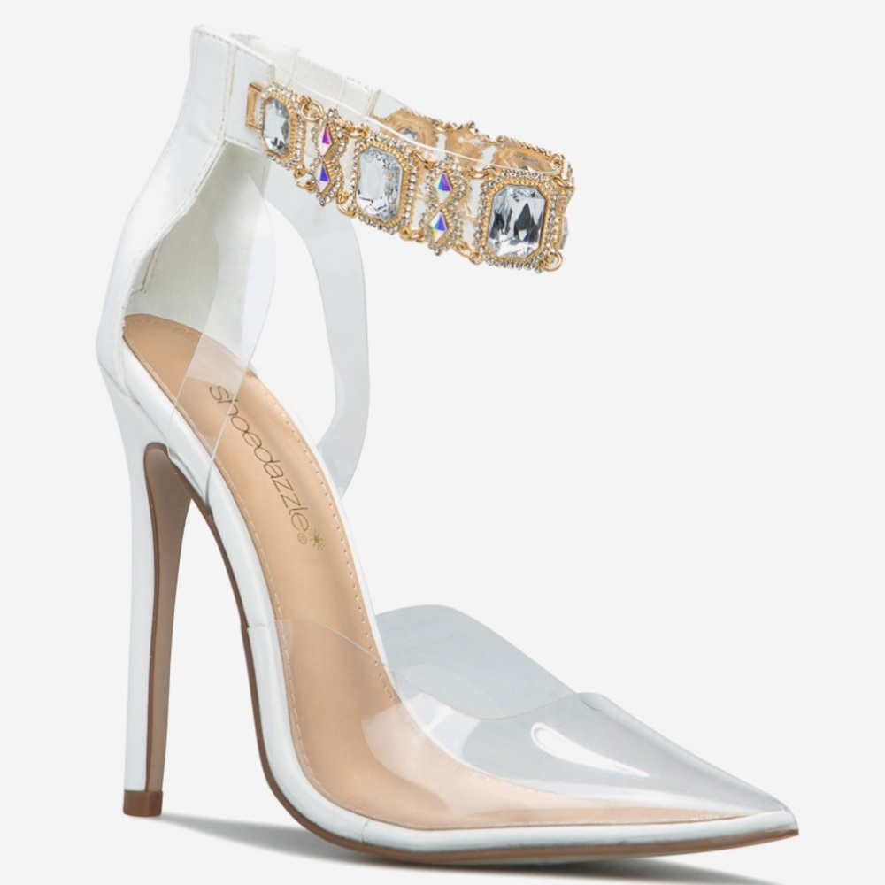 Embellished Clear Pumps-Shoe Dazzle- Size 8